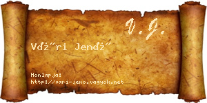 Vári Jenő névjegykártya